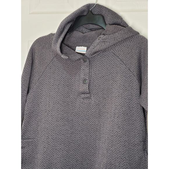 Columbia Women’s L Gray Textured Fleece Pullover 1/4 Snap Long Sleeve Cozy Warm - Picture 11 of 12